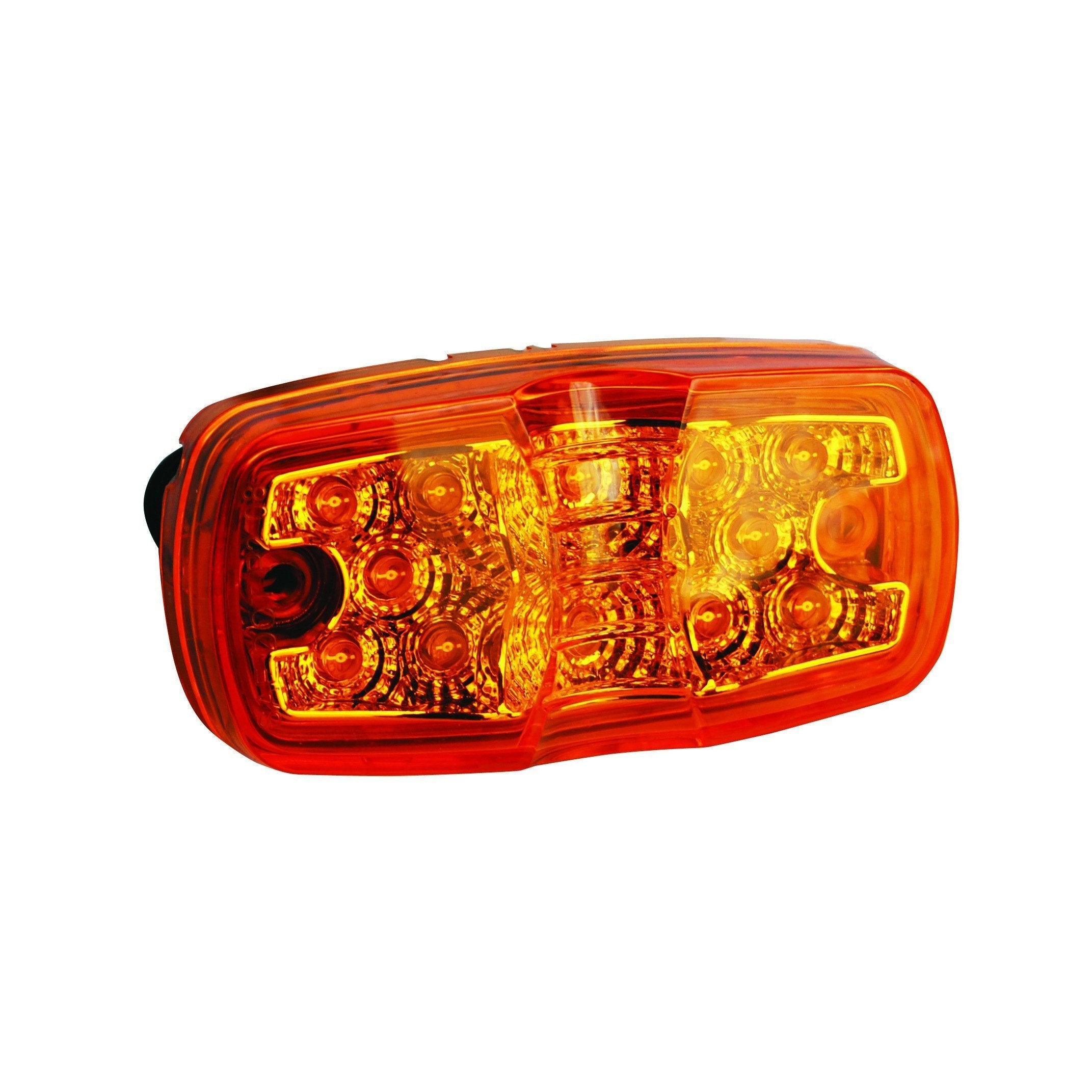 4x2 Amber LED Light Double Bullseye for Trailer Side Marker - 12 High-Intensity LEDs - Waterproof & Durable for Truck, RV, and Commercial Vehicle Safety Lighting
