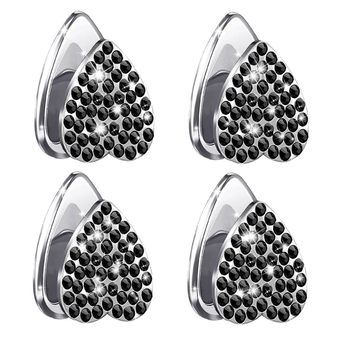 Bling Car Hooks for Mask & Keys - 4Pack Rhinestone Adhesive Hooks for Dashboard - Car Accessories for Organization