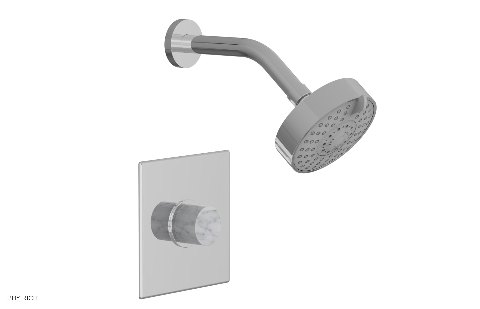 BASIC II Pressure Balance Shower Set with White Marble Handle - 230S 23 Series - Perfect for Modern Bathroom Renovation & Spa-Like Shower Experience