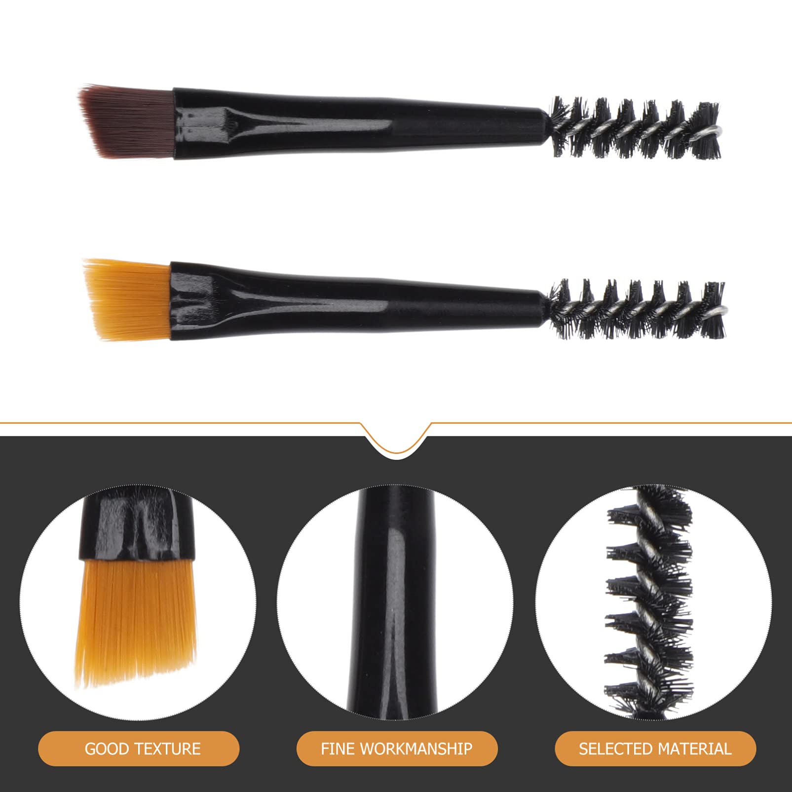 Beaupretty 6-Piece Eyebrow Brush Set - Double Ended Eyebrow Brush & Spoolie, Angled Brow Brush for Powder, Precision Application & Blending (Black) - Perfect for Travel, Makeup Kit & Professional Salon Use