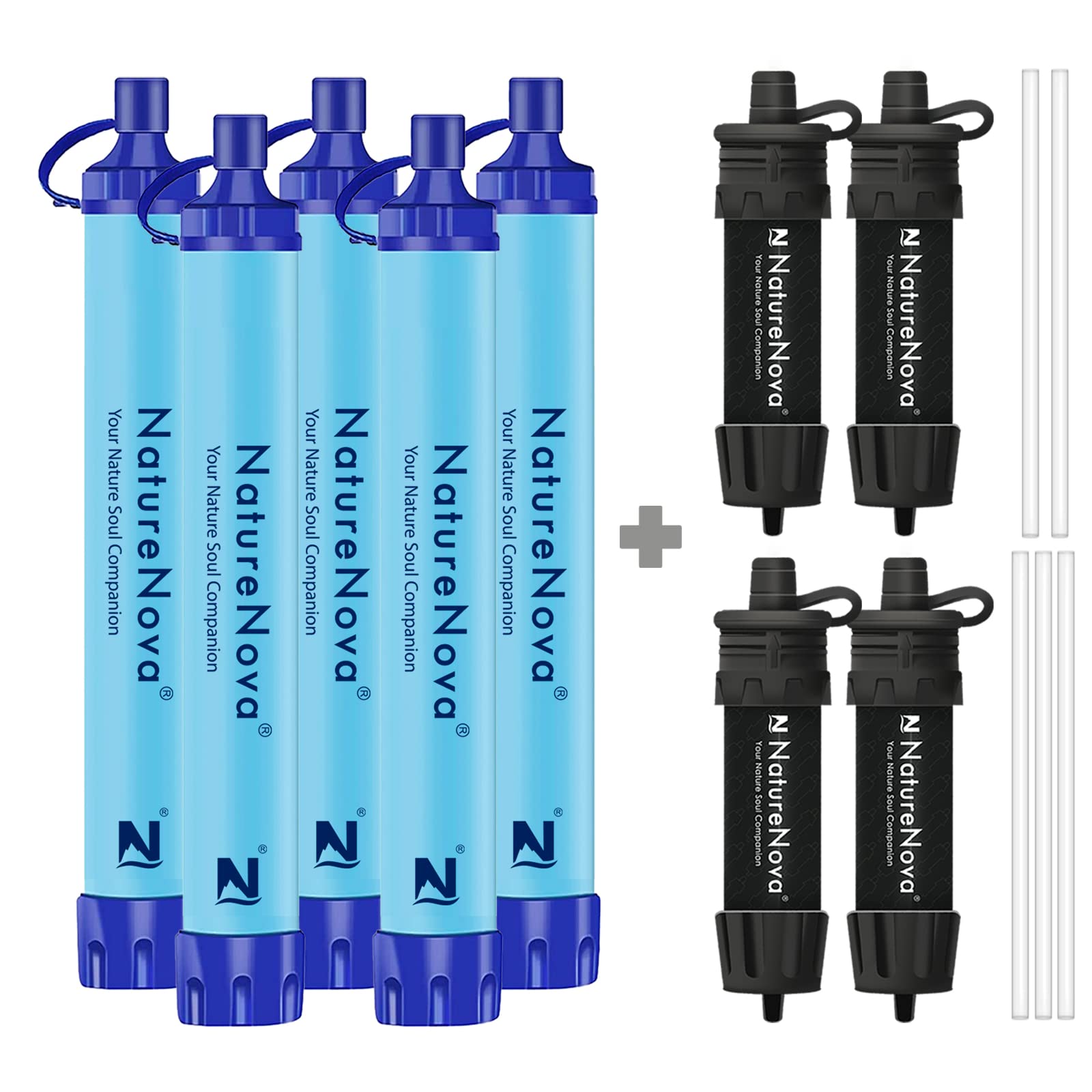 Portable Water Filter Straw for Outdoor Camping, Hiking & Emergency Survival - 5 Pack Mini Personal Water Filtration System (Black) - Perfect for Backpacking, Travel & Natural Disasters