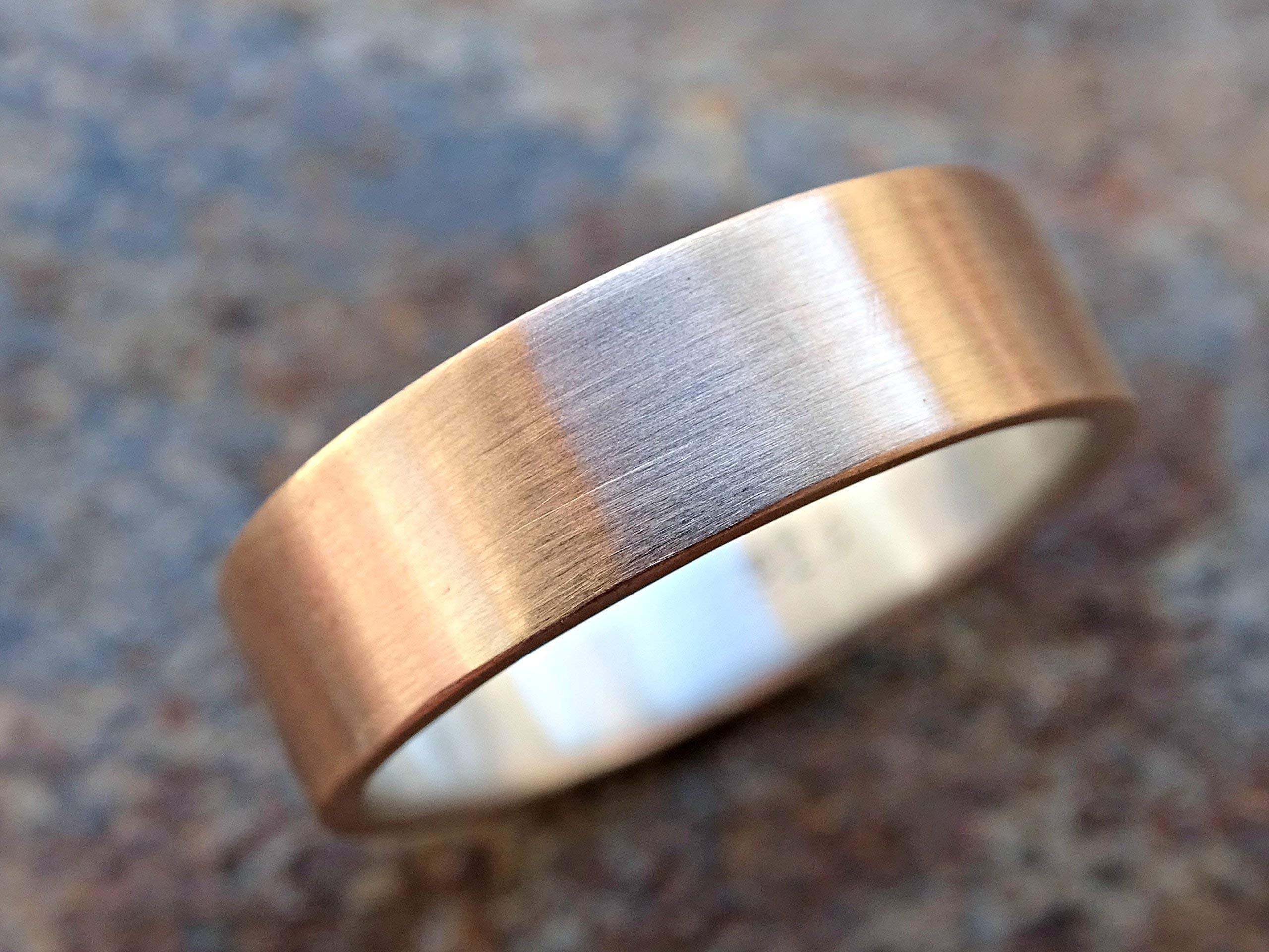 Men's Bronze Wedding Band - Personalized Rustic Silver Bronze Ring for Men - Anniversary Gift for Him - Perfect for Weddings, Engagements & Special Occasions