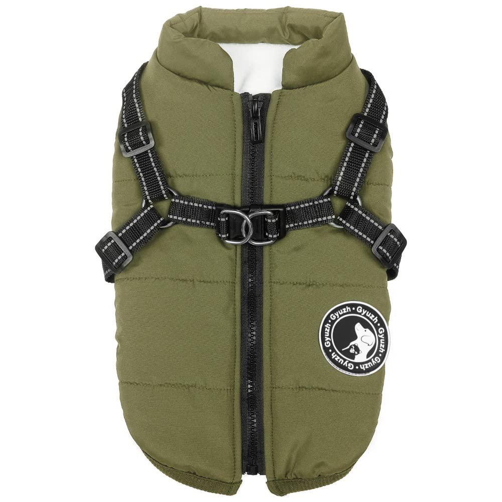 Waterproof Fleece Dog Coat with Reflective Harness - Winter Dog Jacket for Small Medium Large Dogs | Warm Puppy Coat with Zipper for Outdoor Walks & Cold Weather Protection
