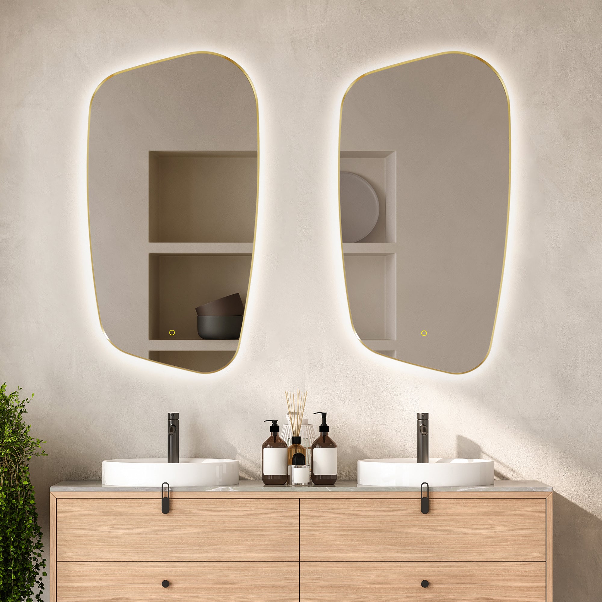 Florian 26x48 Inch Anti-Fog Dimmable LED Bathroom Mirror - Modern Vanity Wall Mirror with Aluminum Frame for Makeup & Shaving - Perfect for Bathrooms, Bedrooms, and Dressing Rooms