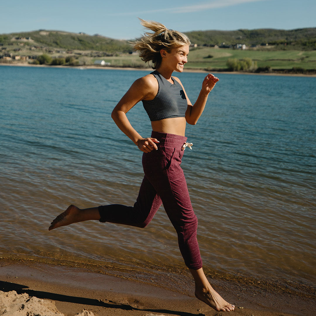 Cozy Cabin Fever Jogger Pants for Women - Soft Heather Maroon Lounge Pants - Perfect for Relaxing at Home, Yoga & Winter Comfort