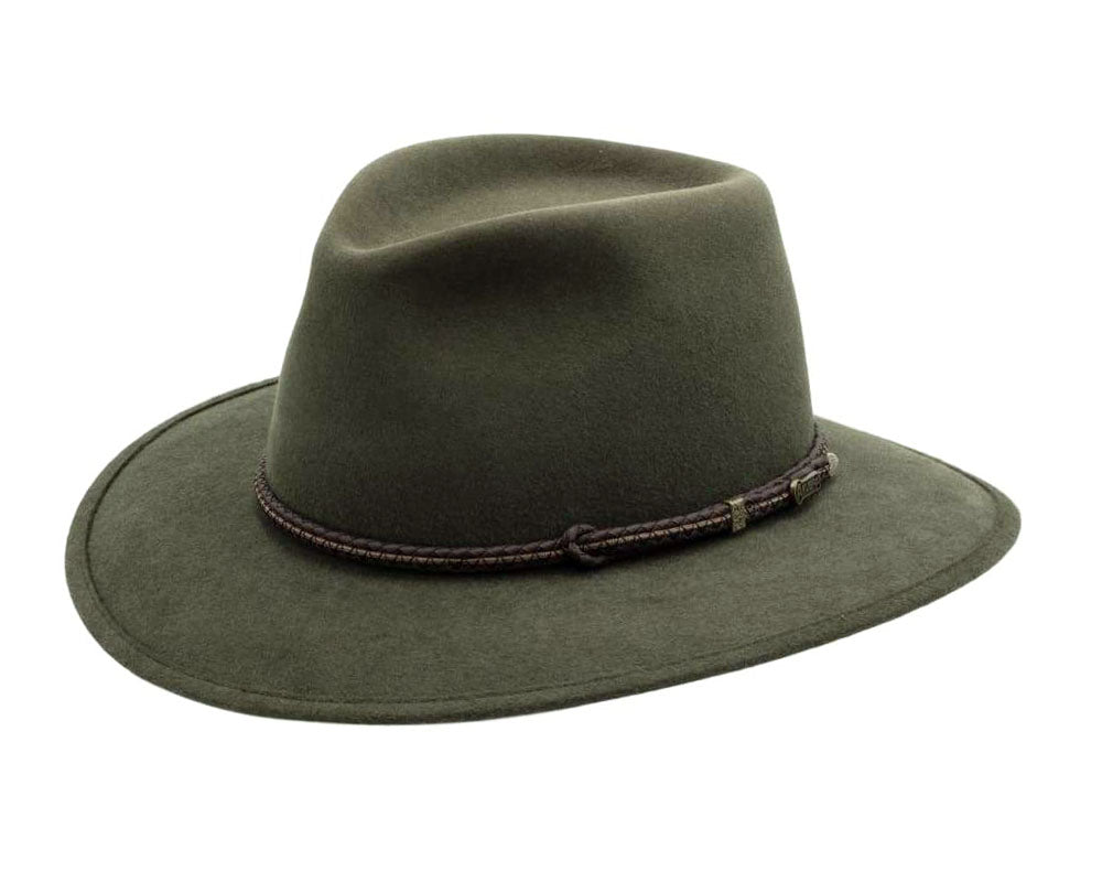 Akubra 'Traveller' Fedora Hat in Fern Green - Classic Australian Wool Felt Outback Hat for Men & Women - Perfect for Outdoor Adventures, Bushwalking, and Sun Protection