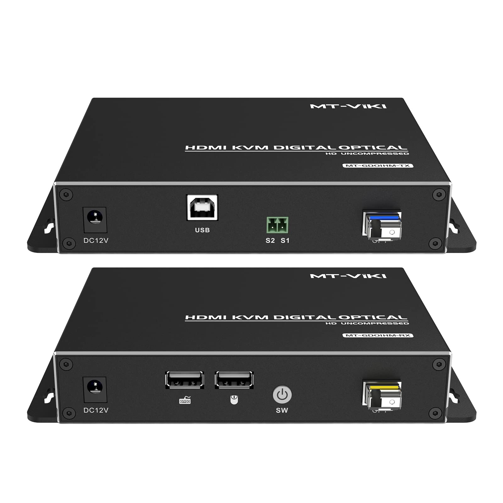 MT-VIKI HDMI KVM Fiber Extender - 20KM/12.4 Miles Single Mode Fiber Optic HDMI Extender Kit with Uncompressed TX & RX for Long-Distance Video Transmission - Perfect for Data Centers, Conference Rooms & Remote Monitoring Systems