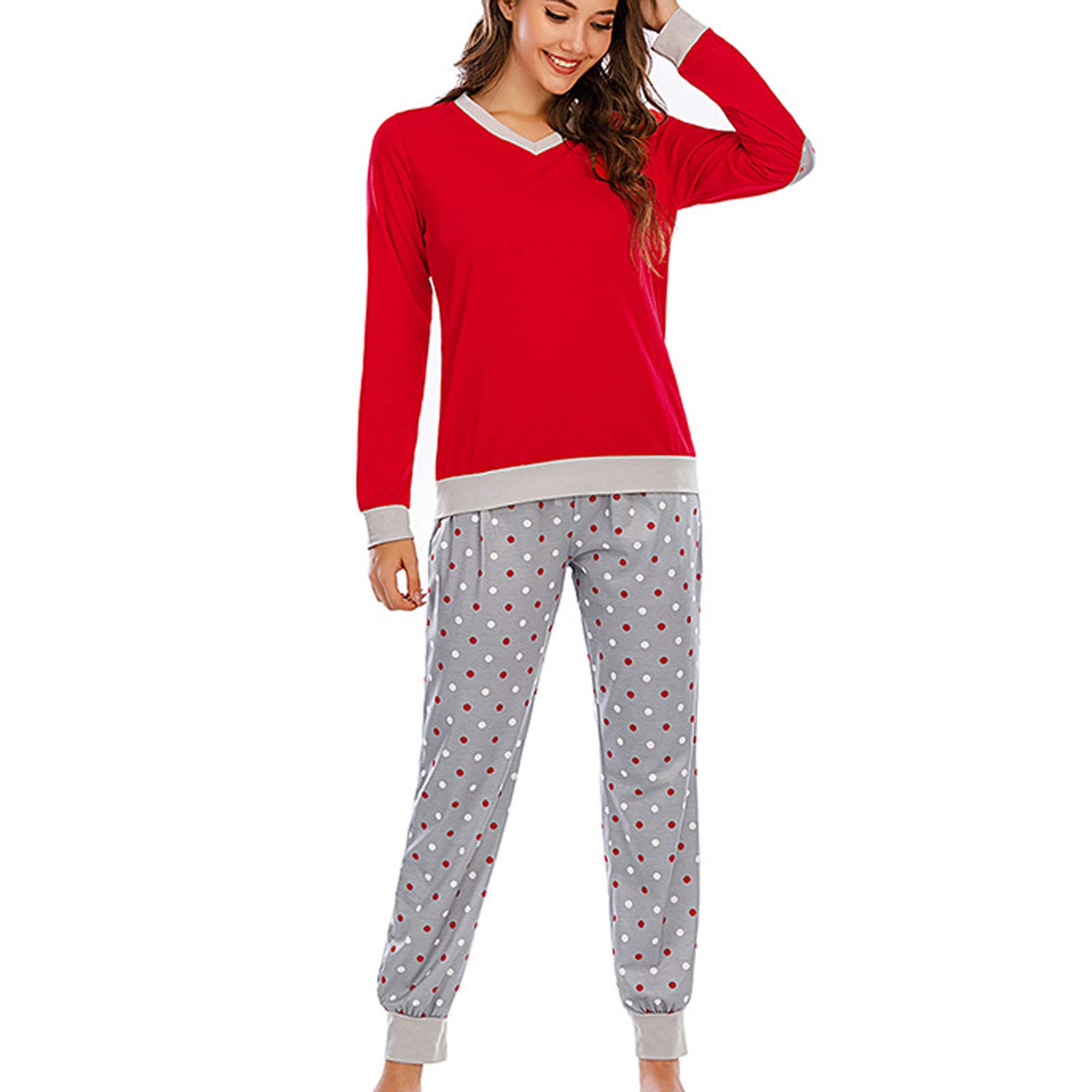 Cozy Women's Flannel Pajama Set - Soft Lounge Wear with Pockets, Dot Print Sleepwear for Home & Relaxation | Perfect for Winter Nights, Movie Nights & Sleepovers