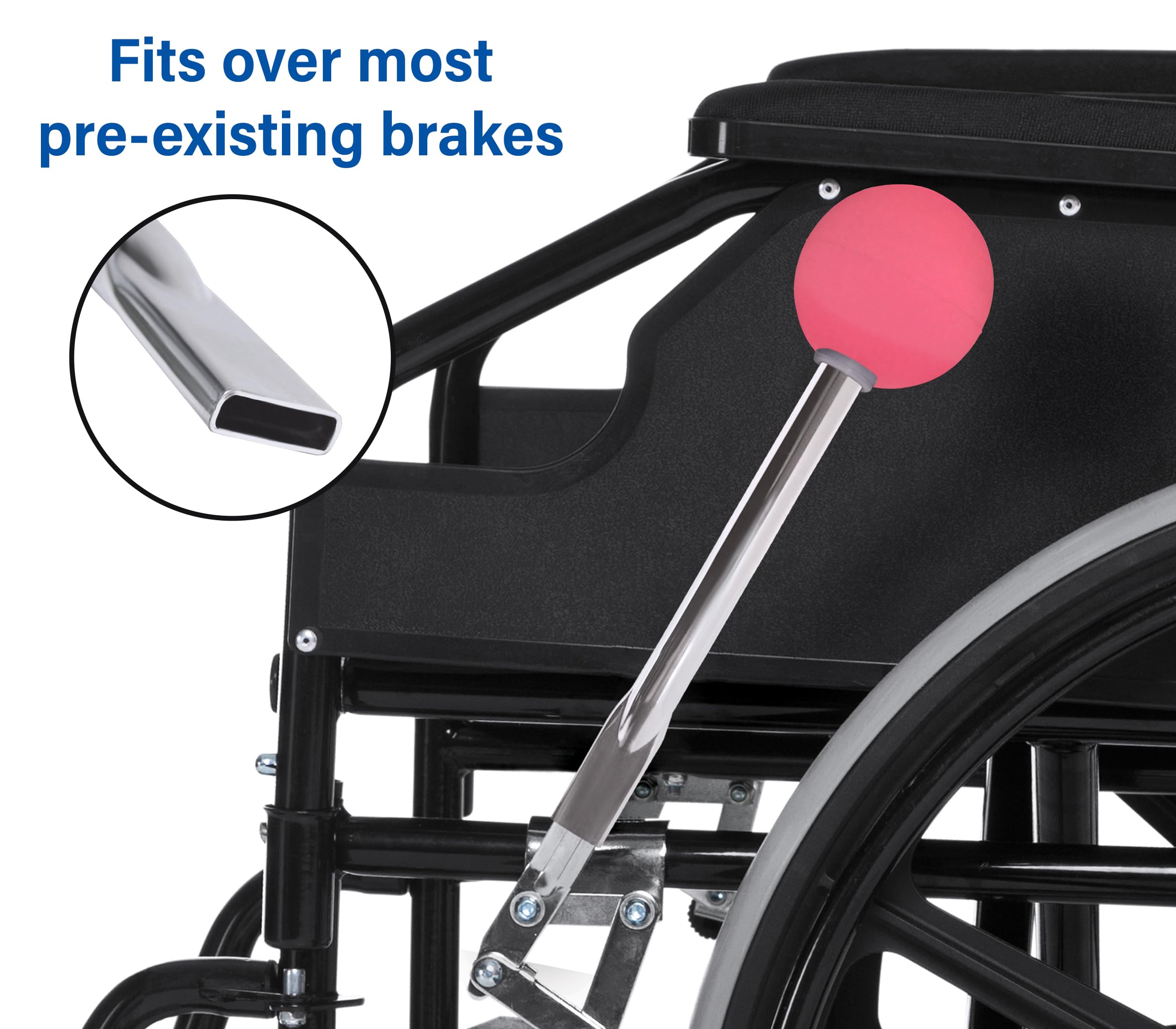 6 Inch Wheelchair Brake Handle Extensions with Non-Slip Ball Grips - Improve Safety & Control for Wheelchair Users - Ideal for Indoor & Outdoor Mobility