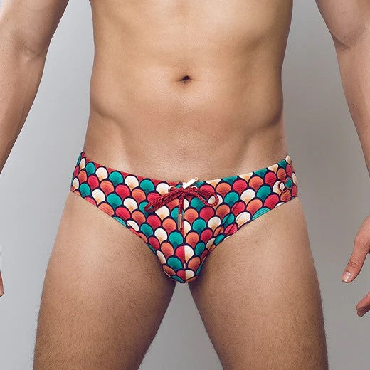 2EROS Retro Swim Briefs for Men - Vintage Style Red Swimwear - Perfect for Beach, Pool & Summer Vacations