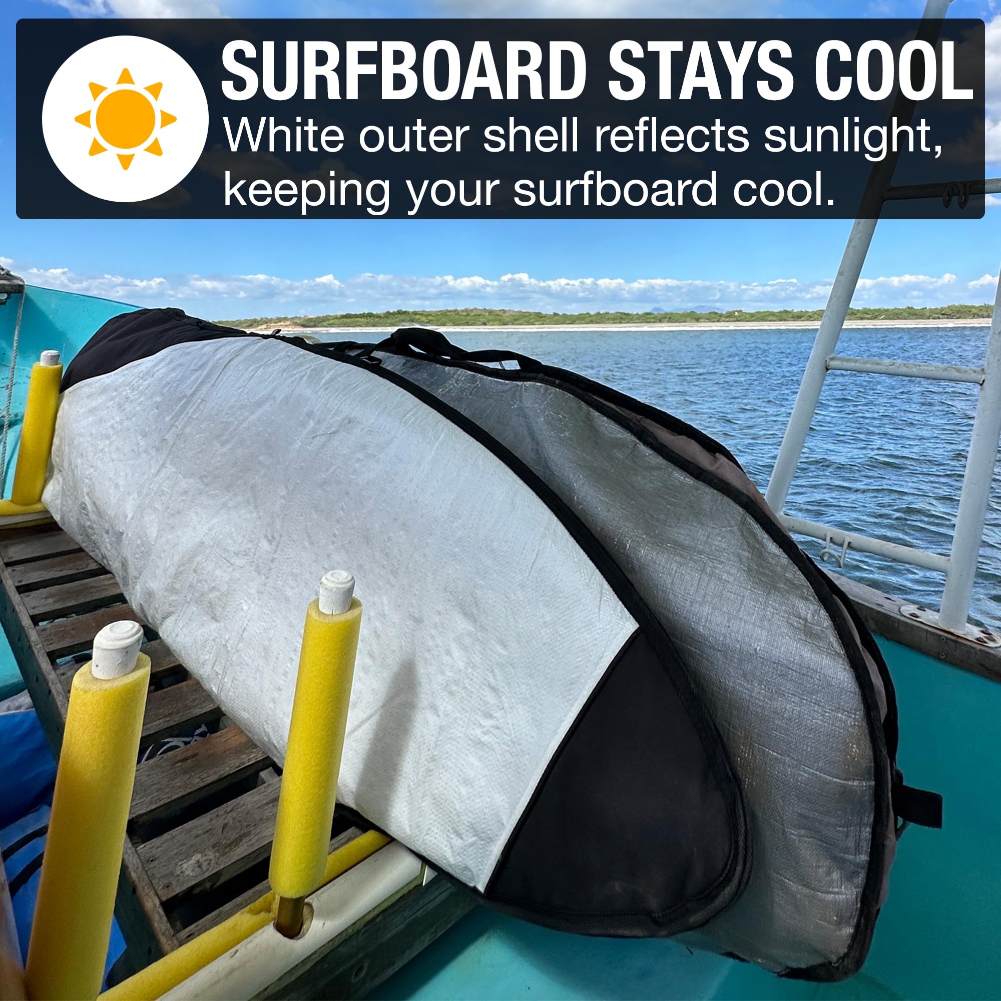 Ho Stevie! Premium Surfboard Bag with Zippered Daybag - Universal Fit for All Surfboard Shapes - Heavy Duty Foam Padding & Durable Water-Resistant Cover - Adjustable Shoulder Strap for Comfort - Perfect for Beach Trips, Surfing Lessons & Board Storage