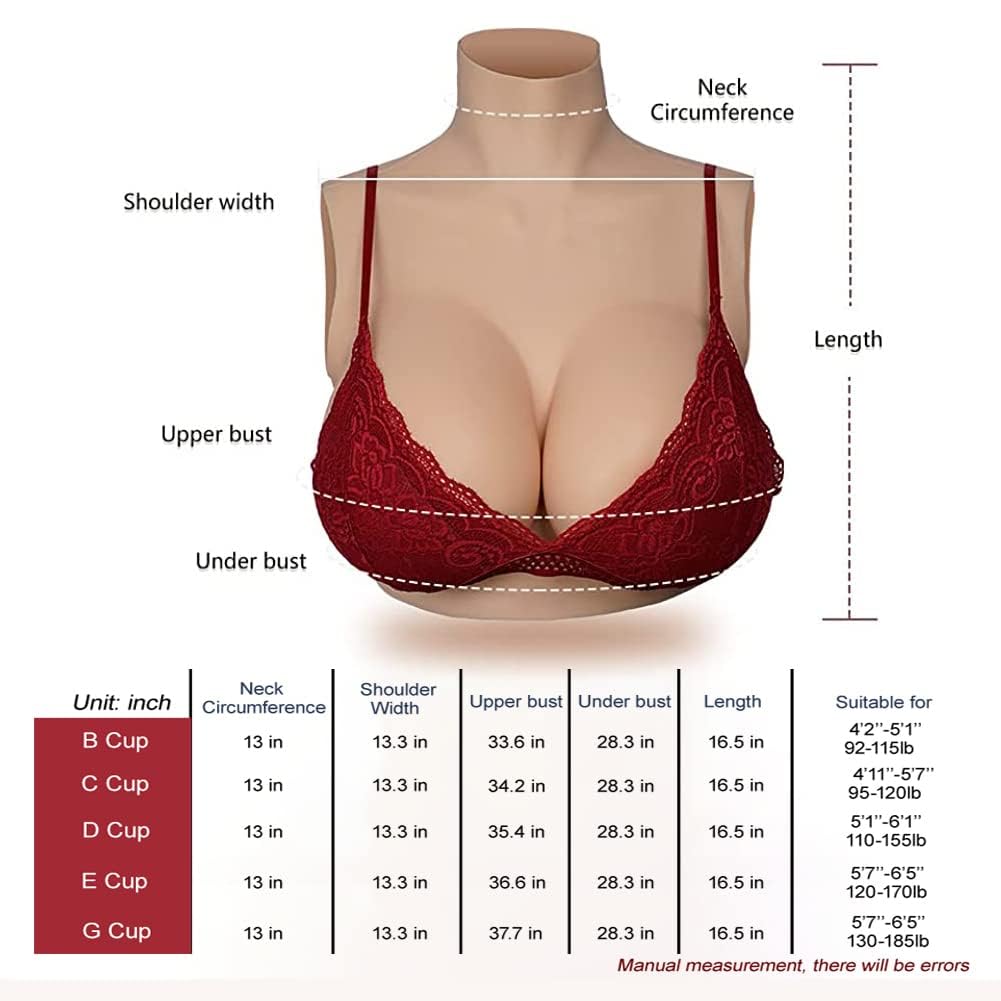 Premium Silicone Breastplate C-H Cup - Realistic Fake Breast Forms for Crossdressers, Drag Queens & Cosplay - Enhance Your Feminine Look for Parties, Performances & Costume Events