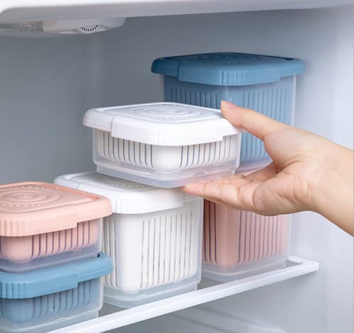 Fresh Food Storage Containers for Fridge - Airtight Fruit Containers with Lid & Removable Drain Basket - Perfect for Strawberries, Cherries, Berries & More - Ideal for Meal Prep, Snack Storage & Keeping Produce Fresh Longer