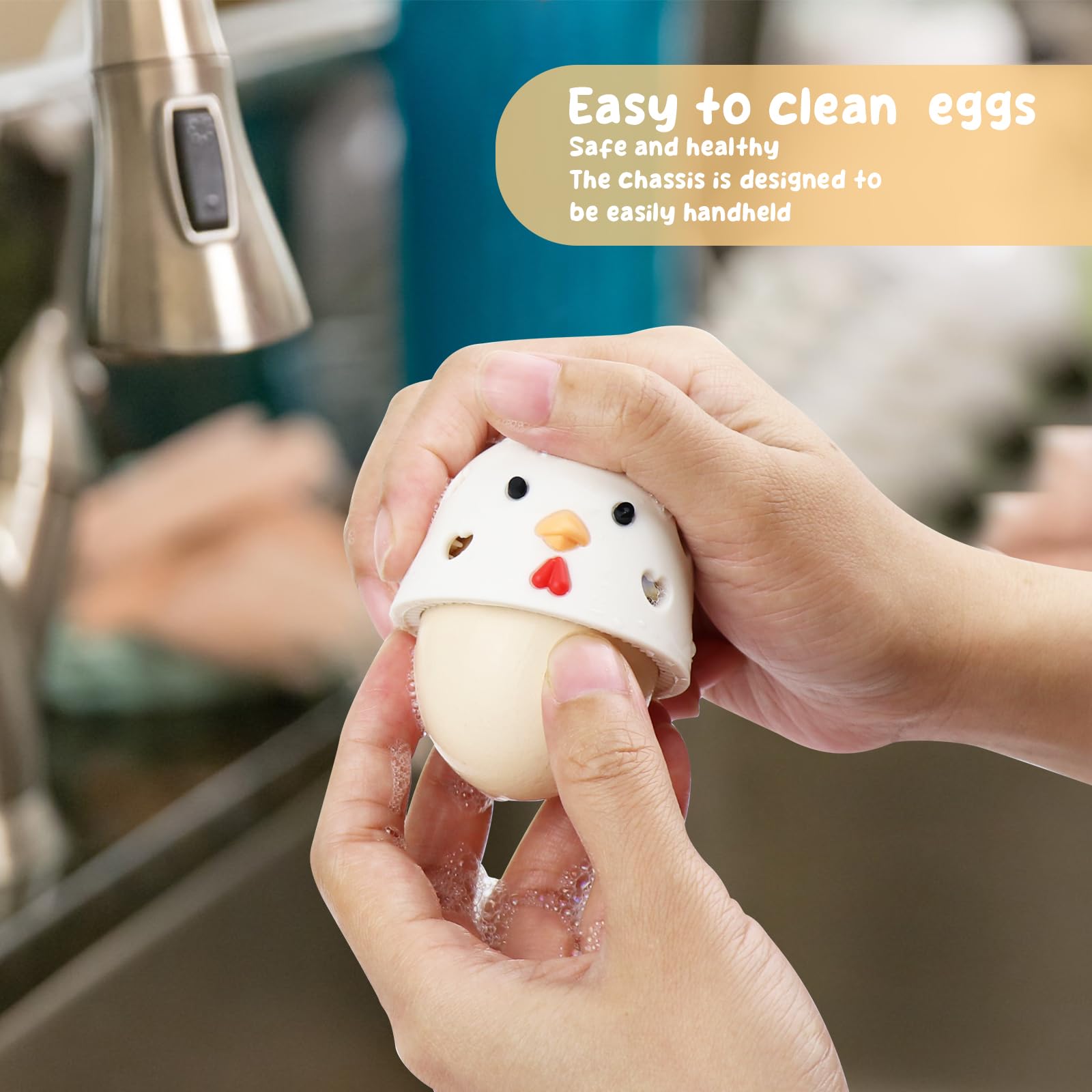 Soft Silicone Egg Cleaning Brush - Reusable Chicken-Shaped Egg Scrubber for Fresh Eggs, Fruits & Vegetables | Funny Kitchen Tool for Washing Eggs, Dishwasher Safe | Perfect for Farm Fresh Eggs, Organic Produce Cleaning & Baking Prep