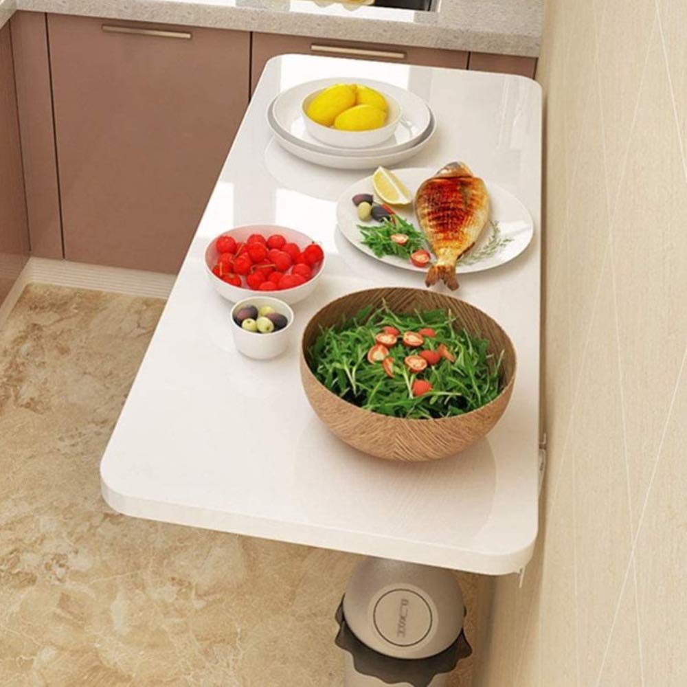 JHSHENGSHI Wall Mounted Folding Table - Space Saving Multi-Function Desk for Dining, Work & Study | 60x50cm Compact Design with Sturdy Frame & Bright Surface | Perfect for Small Apartments, Home Offices & Dorm Rooms