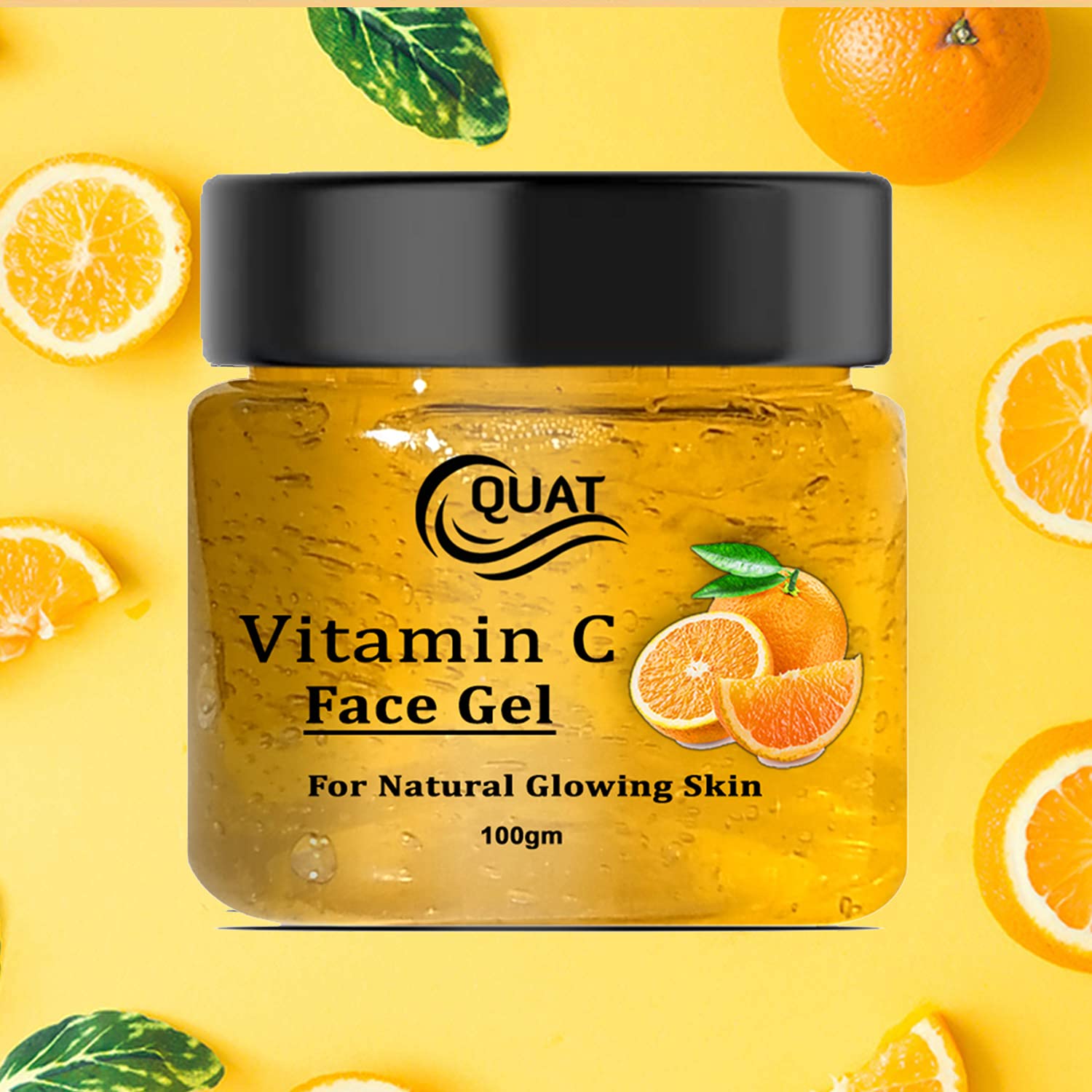 Quat Vitamin C Face Gel for Natural Glowing Skin - Brightening & Hydrating Facial Moisturizer for Women & Men (100g) | Daily Skincare Routine, Anti-Aging & Dark Spot Treatment