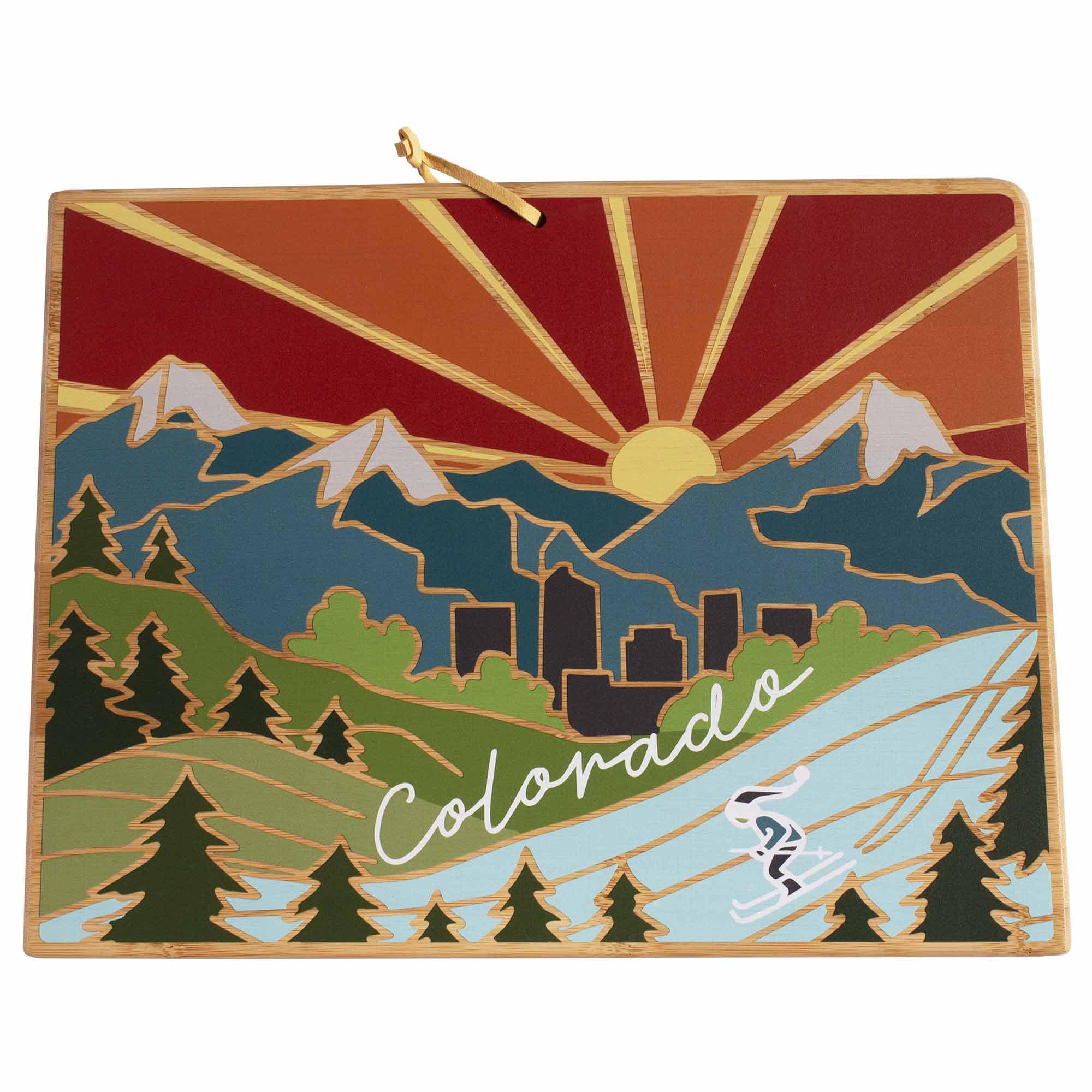 Handcrafted Colorado Wood Cutting Board with Summer Stokes Artwork - Perfect for Kitchen Prep, Charcuterie Boards & Home Decor