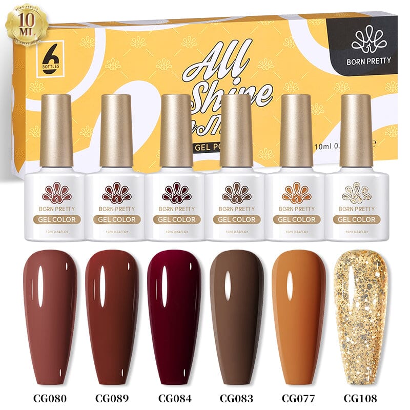 6 Colors Gel Nail Polish Set for Autumn & Winter - Long Lasting Soak Off UV LED Nail Polish Kit for Manicure & Pedicure at Home or Salon