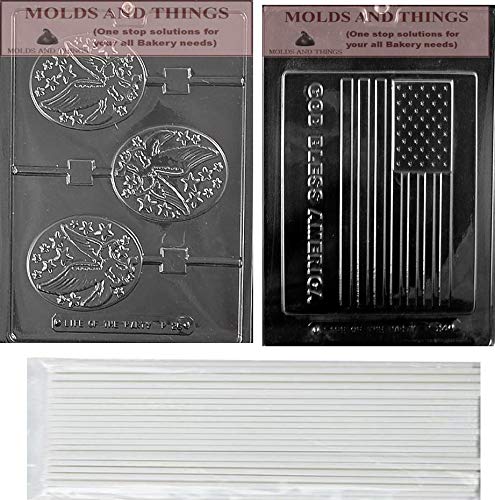 American Flag & Eagle Chocolate Candy Mold - Large GOD BLESS AMERICA Candy Making Kit with Copyrighted Instructions - Perfect for Patriotic Holidays, Baking Decorations & DIY Chocolate Crafts