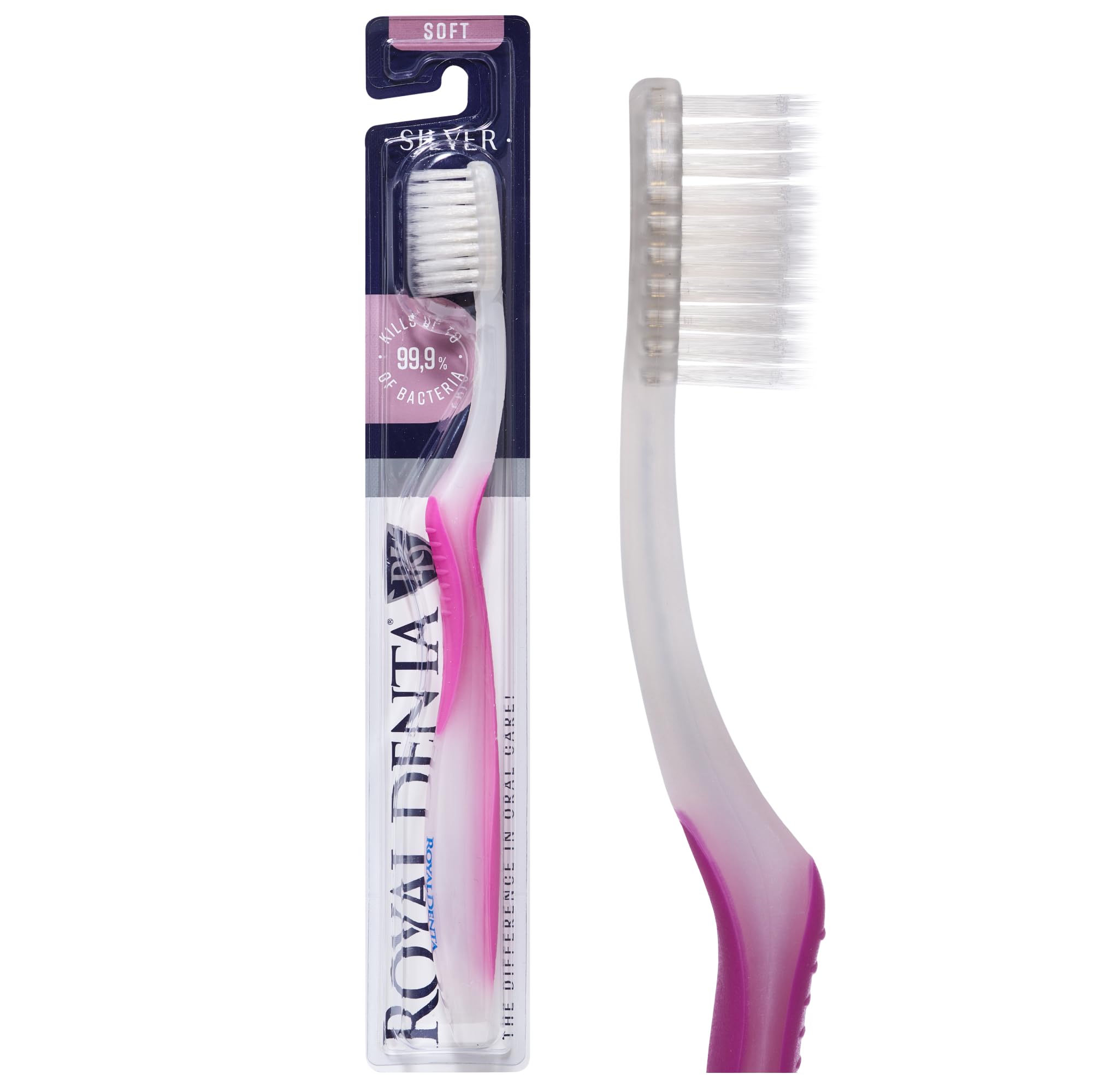 Royal Denta Soft Nano Silver Toothbrush - Rose Gold | Gentle Bristles for Sensitive Teeth & Gum Care | Perfect for Travel, Daily Oral Hygiene & Eco-Friendly Lifestyle