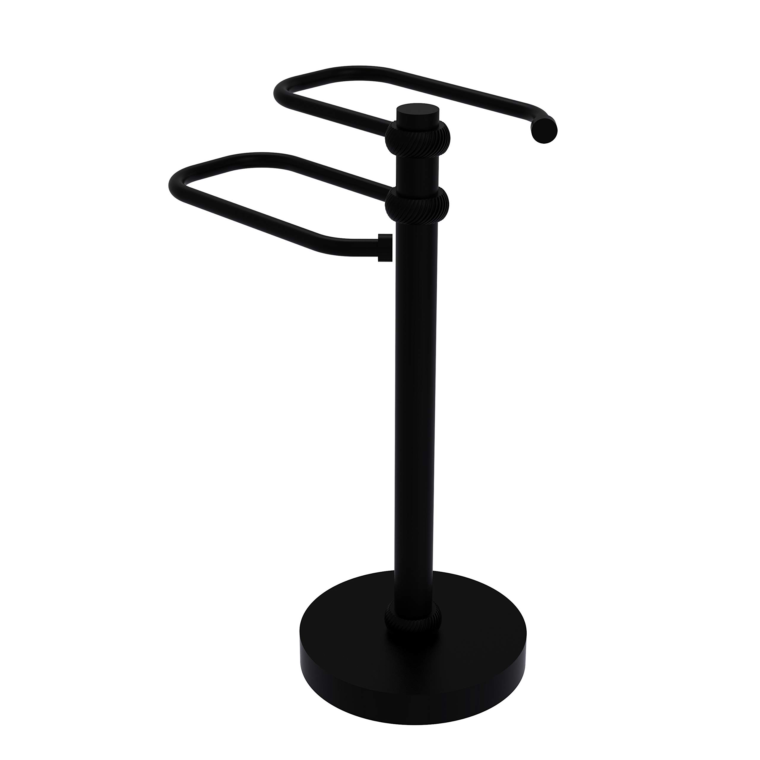 Allied Brass TS-15T-BKM 2-Arm Freestanding Bathroom Towel Stand Holder - Matte Black Finish for Guest Bathrooms & Powder Rooms
