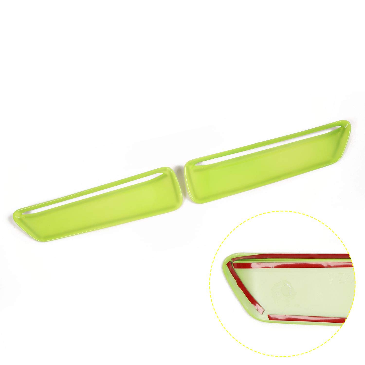 2015-2025+ Dodge Challenger ABS Green Hood Scoop & Vent Air Intake Outlet Trim - 2pcs Exterior Accessories | Enhanced Engine Cooling & Aggressive Styling for Muscle Cars