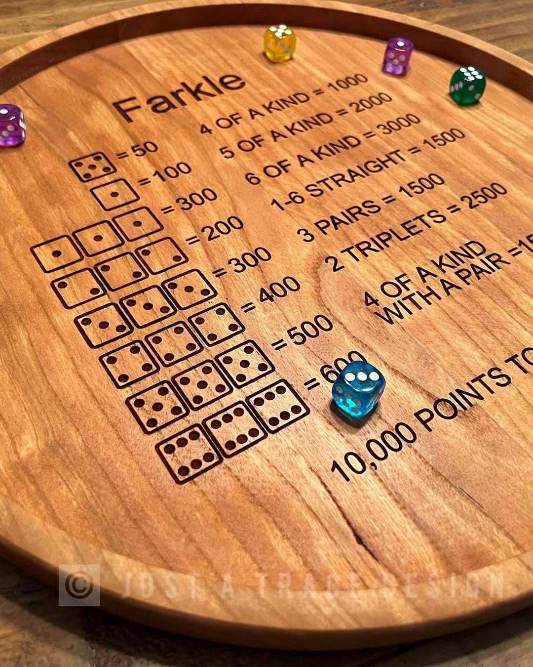 Premium Farkle Dice Game Set with Wooden Tray & Scoreboard - 12 Pearl Dice, Dry Erase Marker - Classic Family Board Game for Adults & Kids - Perfect for Camping Trips, Game Nights & Holiday Gatherings (14 Inch)