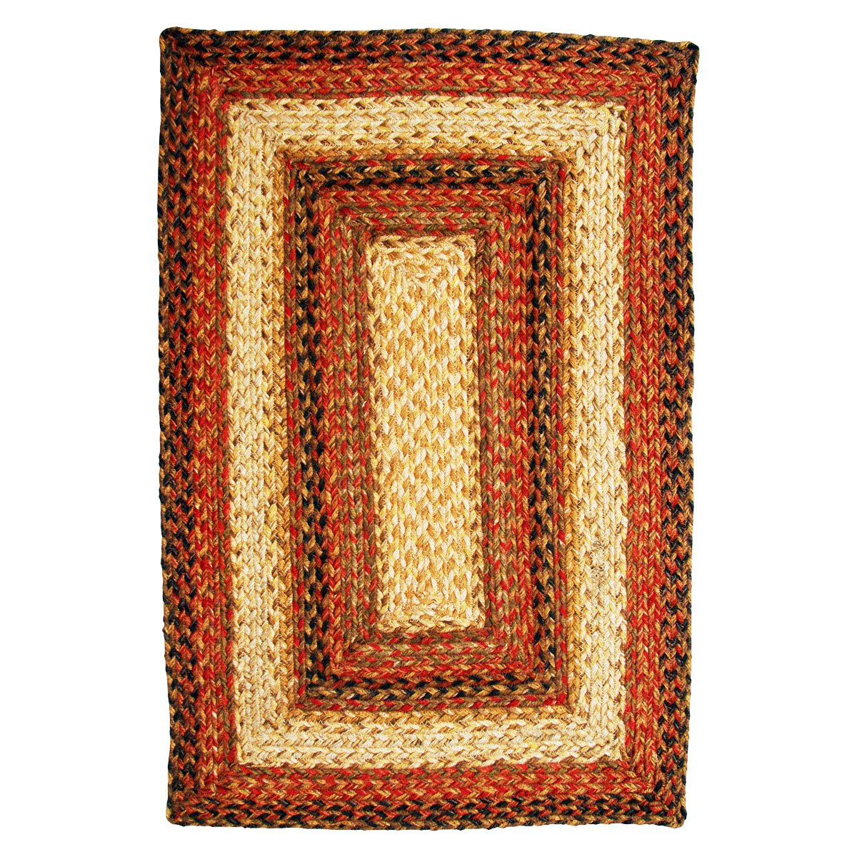 Homespine Braided Jute Rug 5x8 Feet - Natural Rustic Handwoven Rectangular Floor Mat for Living Room, Bedroom, Dining Area - Eco-Friendly Home Decor