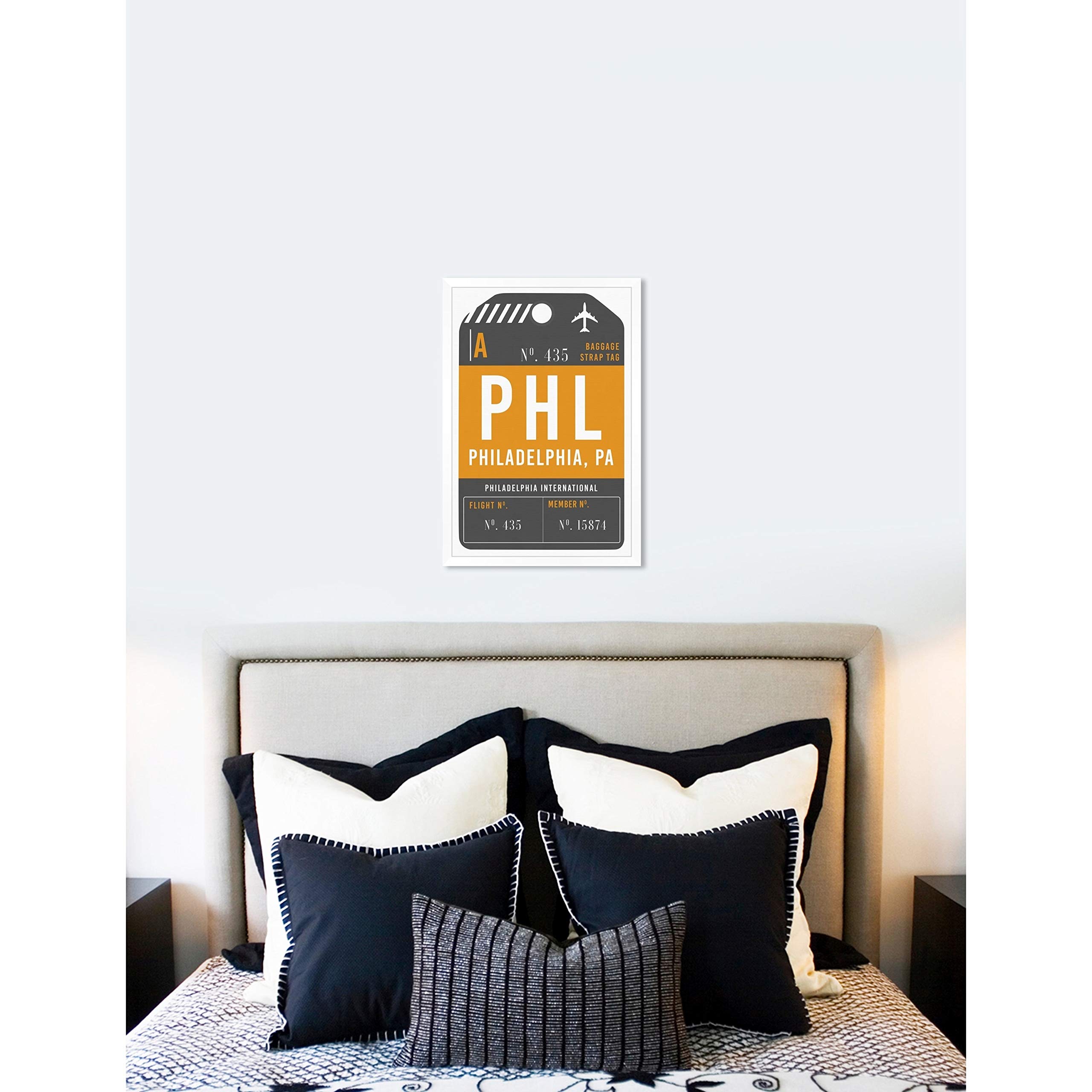 Oliver Gal 'Philadelphia Luggage Tag' Framed Wall Art Print - 24x36 Inches Travel Inspired Decor for Living Room, Bedroom or Office