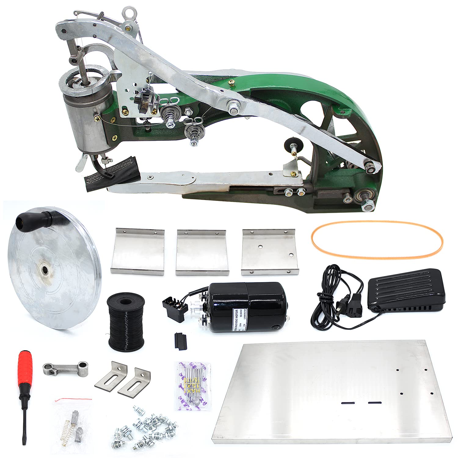 2021 Professional Leather Sewing Machine 110V 250W Heavy Duty Cobbler Shoe Repair Machine with Stainless Steel Base - Electric & Manual Dual Mode for Leather, Shoes, Bags, Clothes, Quilts, Coats, Pants (Green) | Perfect for Shoe Repair Shops, Leather Crafting, DIY Projects & Home Tailoring