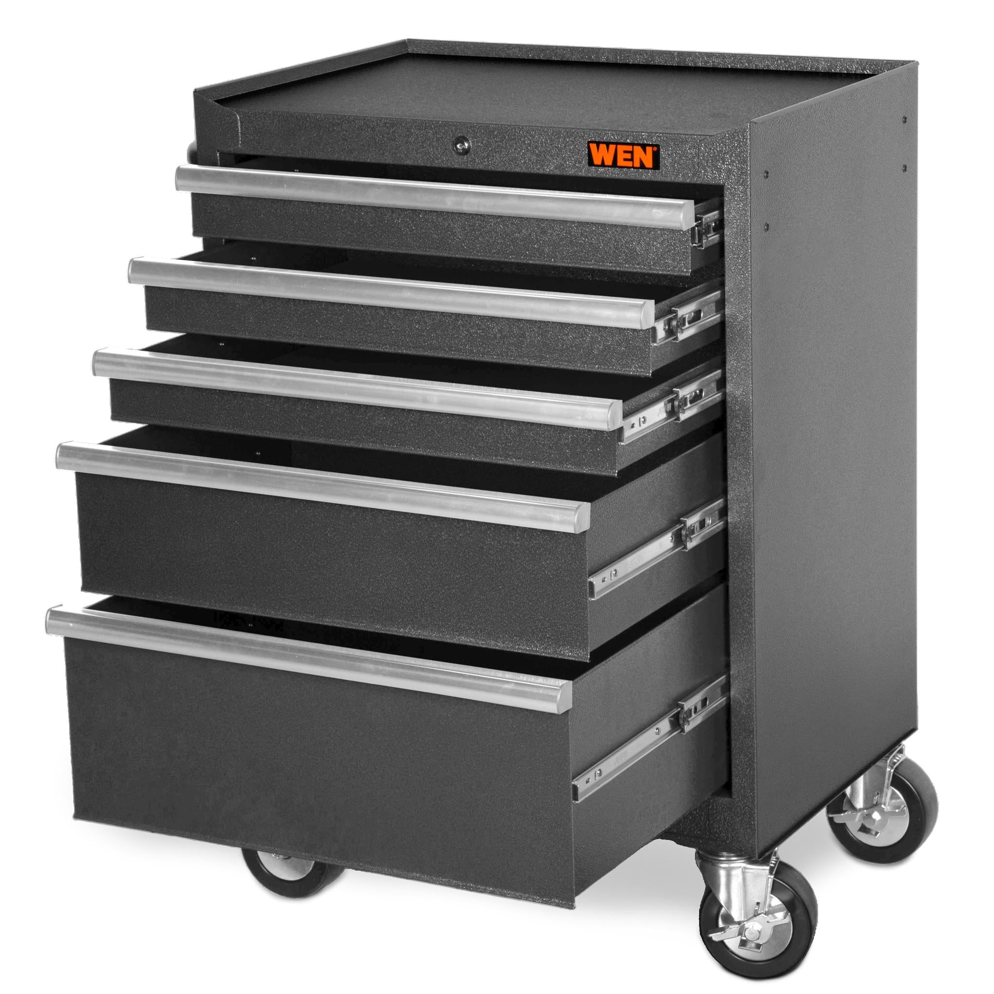 WEN GG262B 27-Inch Heavy Duty Rolling Tool Cabinet | 21-Gauge Powder Coated Steel Construction | Perfect for Garage Organization & Professional Workshops