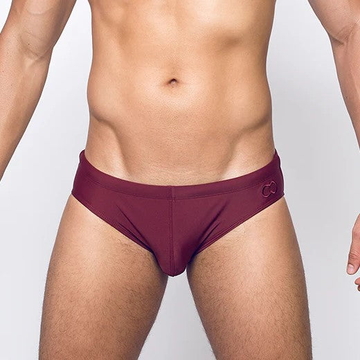 2EROS Core Swim Brief - Tawny Port Burgundy Color - Men's Fashion Swimwear for Beach, Pool & Vacation