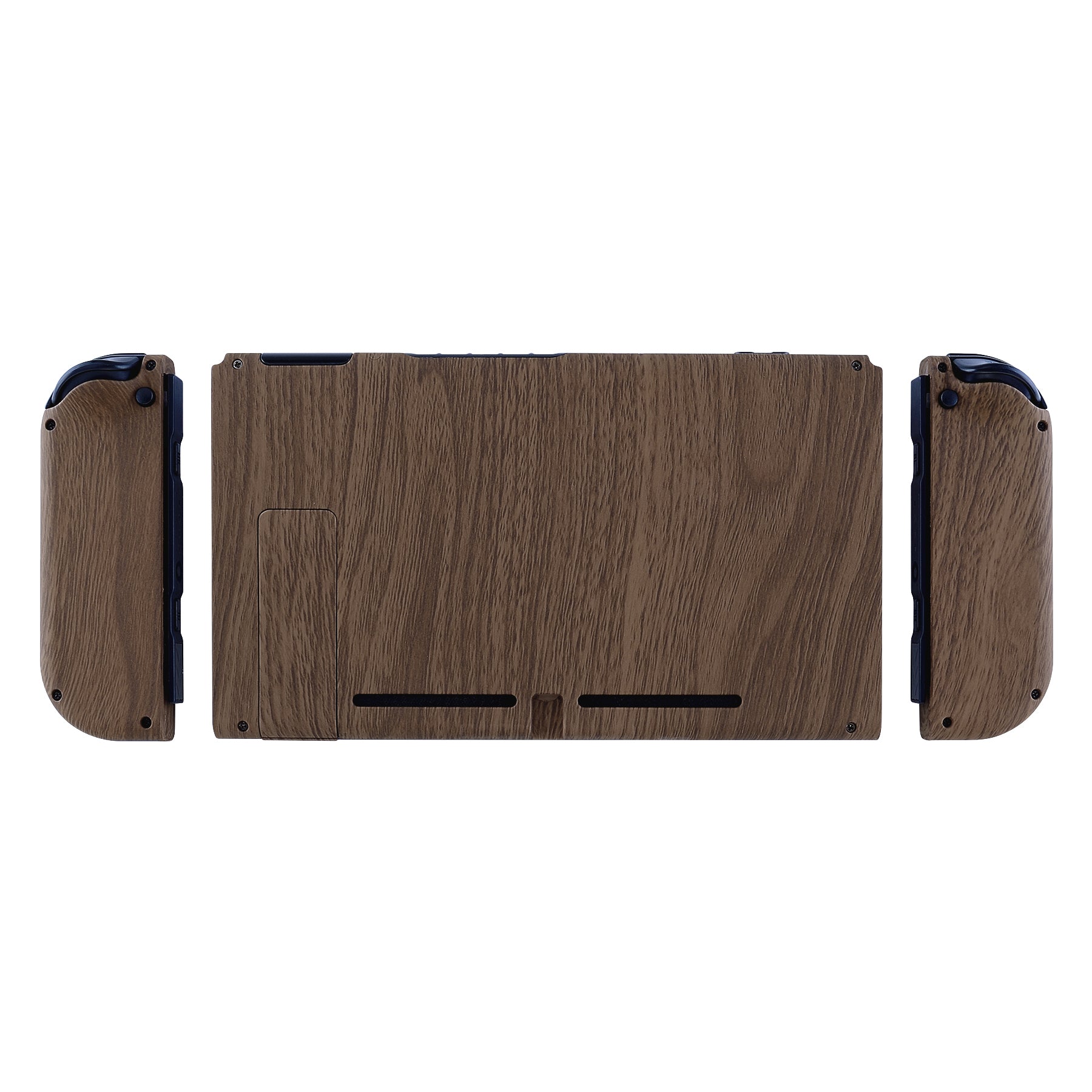 eXtremeRate Soft Touch Wood Grain Back Plate for Nintendo Switch Console & Joy-Con Controllers - Full Button Set DIY Replacement Shell (QS201) - Perfect for Gaming, Customization & Repair