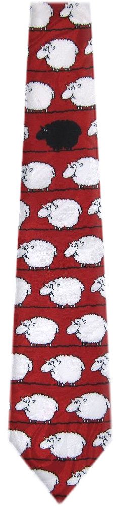 Stylish Novelty Sheep Necktie for Men - Red & White Design - Perfect for Costume Parties, Themed Events & Fun Office Wear