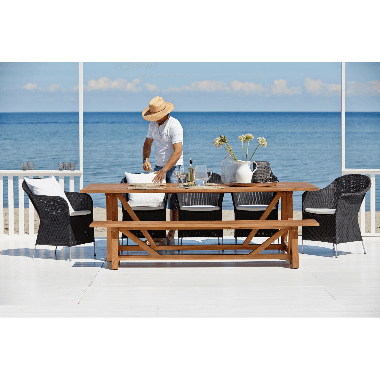 Premium Colonial Style Outdoor Teak Dining Table - Weather-Resistant Solid Teak Wood Patio Furniture for Garden, Poolside & Backyard Dining