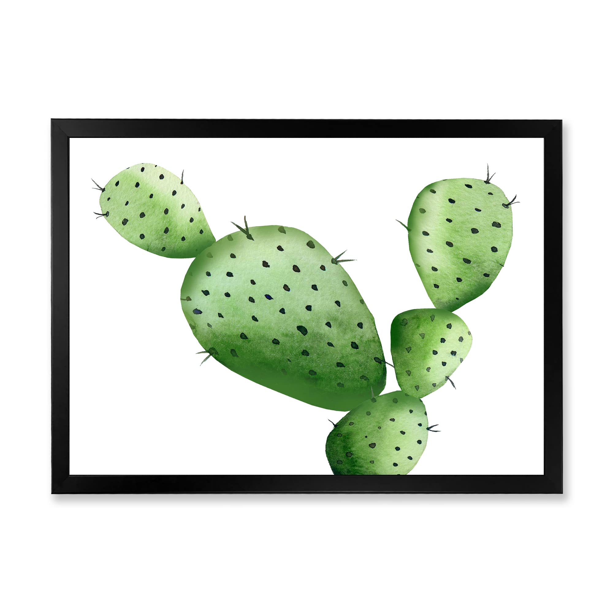 DesignQ Green Southwestern Cactus Tropical Framed Wall Art - Desert Inspired Home Decor for Living Room, Bedroom & Office | Ready to Hang Canvas Print