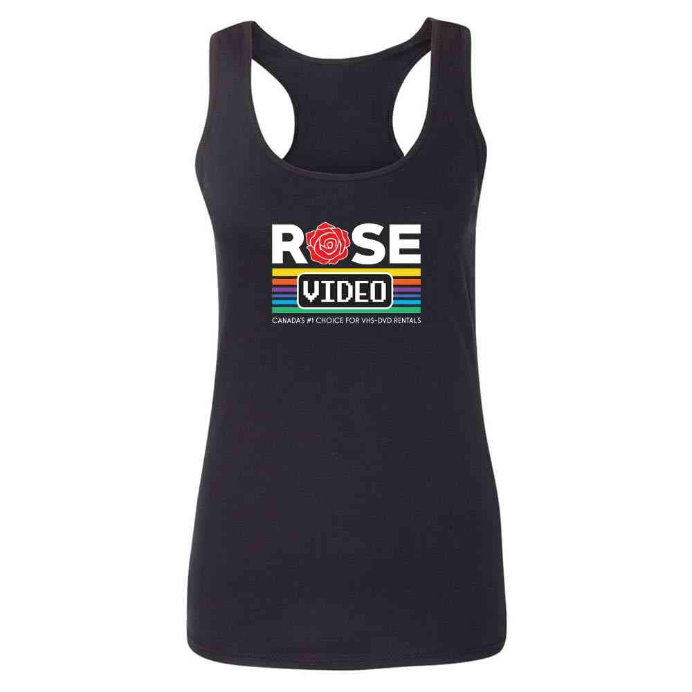 Pop Threads Rose Video Canada's Choice for VHS Rentals Vintage Women's T-Shirt - Retro 90s Movie Rental Nostalgia Tee for Casual Wear & Throwback Parties