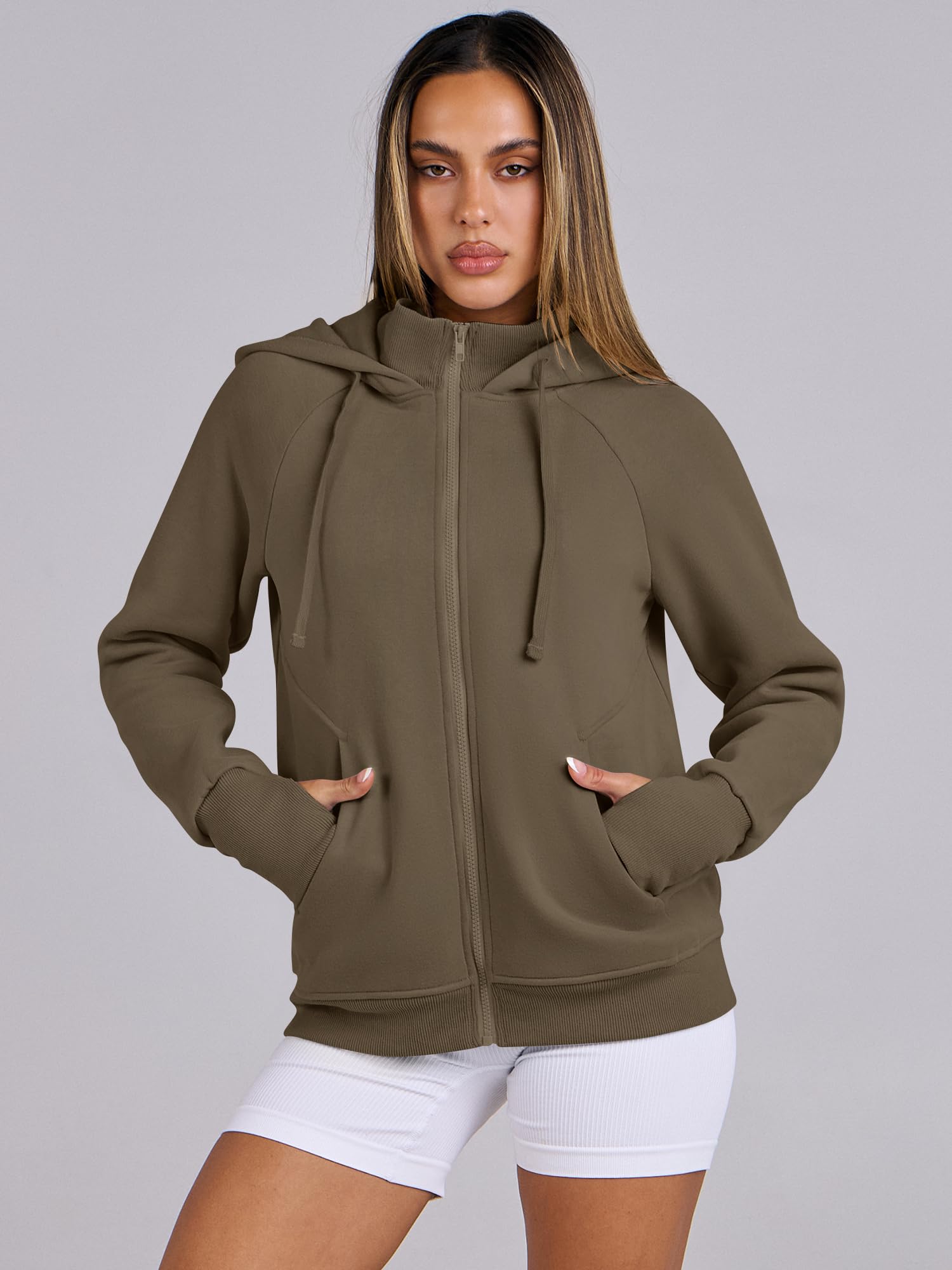 ANRABESS Women's Fleece Zip-Up Hoodie with Pockets - Long Sleeve Casual Sweatshirt for Fall Fashion | Preppy Y2K Outfits | Perfect for College, Streetwear & Cozy Loungewear