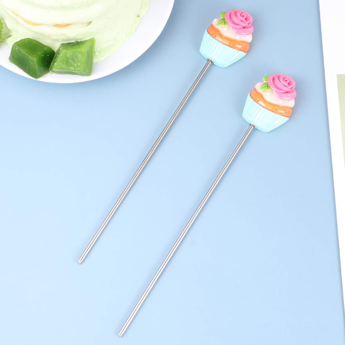 Hemoton 2-Piece Stainless Steel Cake Testers - Cake Probe Skewer Sticks for Baking, Perfect for Cakes, Bread, Pastry, Biscuits, Cookies & Muffins - Essential Baking & Cooking Tools (Blue) - Ideal for Home Bakers & Professional Chefs