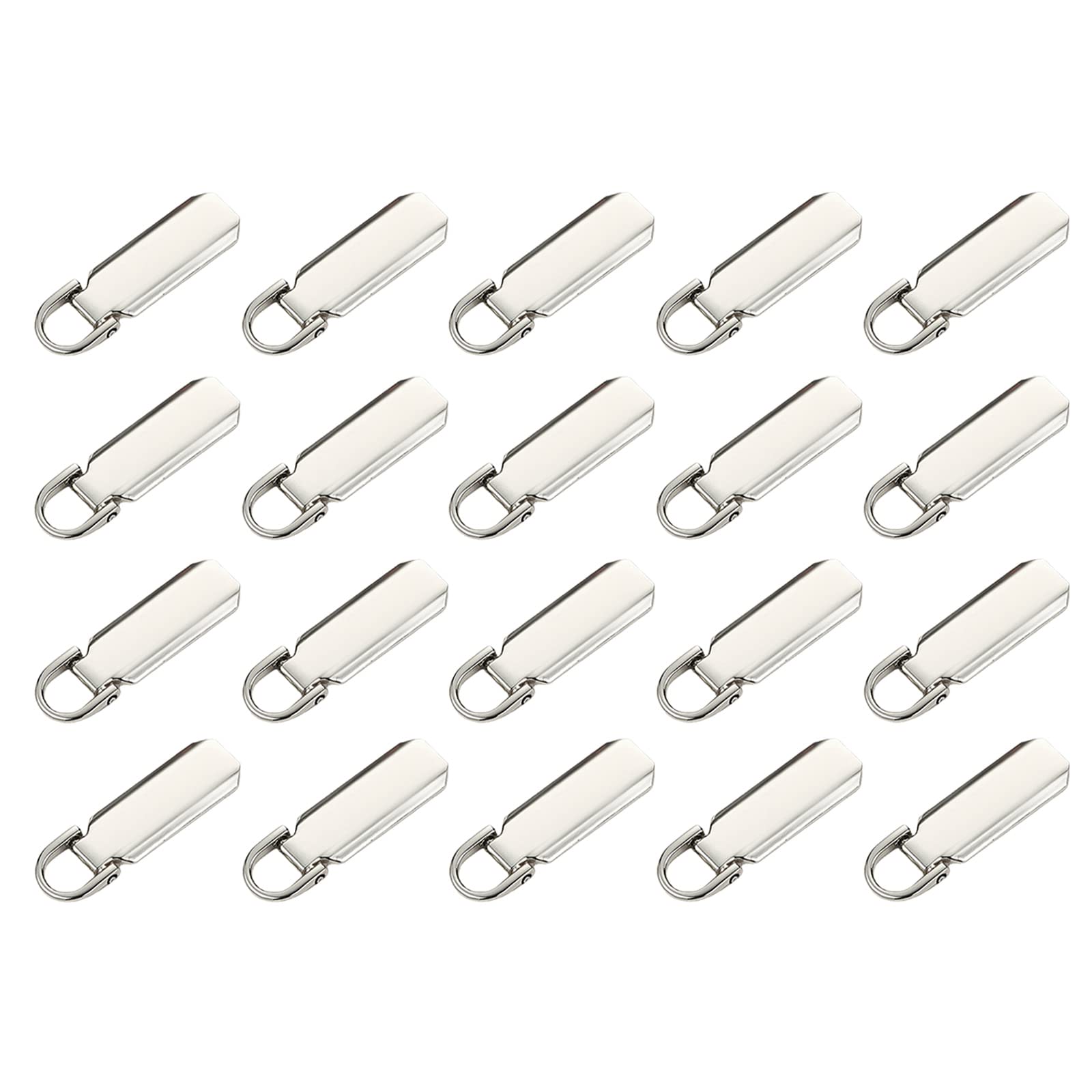 DYNWAVE 20pcs Heavy Duty Detachable Zipper Pulls - Zinc Alloy Replacement Zipper Tags for Clothes, Luggage, Suitcase & Backpack Repair (Silver) - Perfect for Travel Gear, Outdoor Equipment & Daily Use