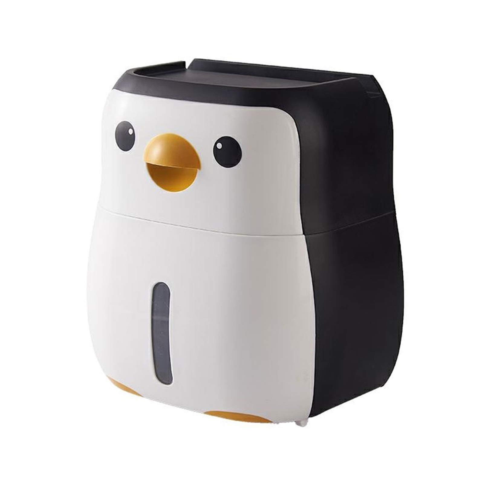 FEANG Wall Mount Penguin Toilet Paper Holder - Waterproof Bathroom Tissue Storage Box with Roll Paper Tube Organizer | Perfect for Small Bathrooms, Powder Rooms & RVs