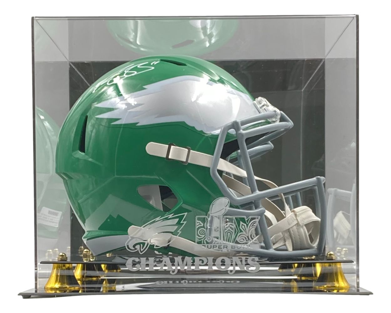 AJ Brown Signed Philadelphia Eagles Kelly Green Replica Football Helmet with Super Bowl LIX Case - Authentic NFL Memorabilia for Collectors, Eagles Fans, and Sports Enthusiasts - Perfect for Display in Home, Office, or Man Cave