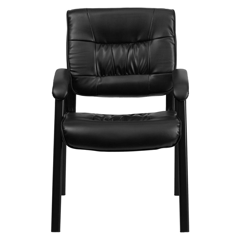 Premium FLASH Haeger Leather Executive Office Chair - Black Metal Frame Reception Seating for Professional Workspaces & Conference Rooms