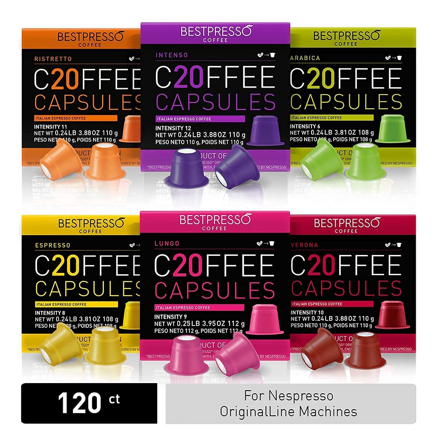 Bestpresso Coffee Pods for Nespresso Original - 240 Capsules Variety Pack (Flavored & Unflavored) | Perfect for Office, Home Brewing & Gifts