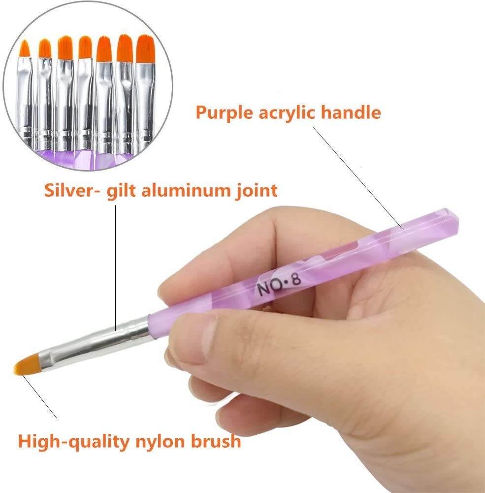 7Pcs Nail Art Brushes Set for UV Gel Nail Design - Includes Nail Art Brushes, Dotting Tools & Nail Stamping Templates for Professional Nail Extension & Decoration (Perfect for Salon, Home Manicure & DIY Nail Art)