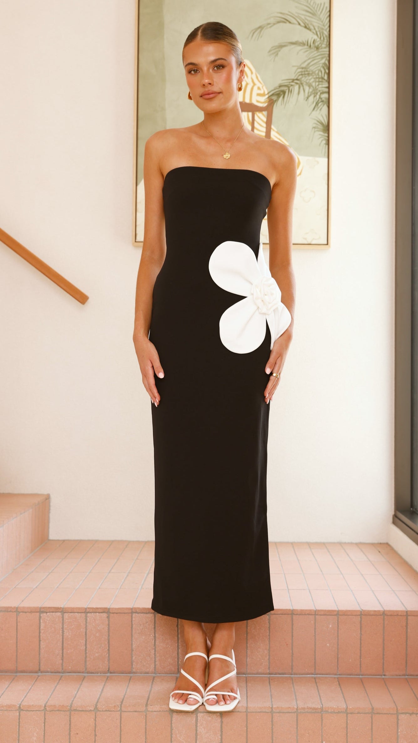 Athena Maxi Dress for Women - Elegant Black & White Flowy Long Dress for Summer, Beach, and Casual Outings