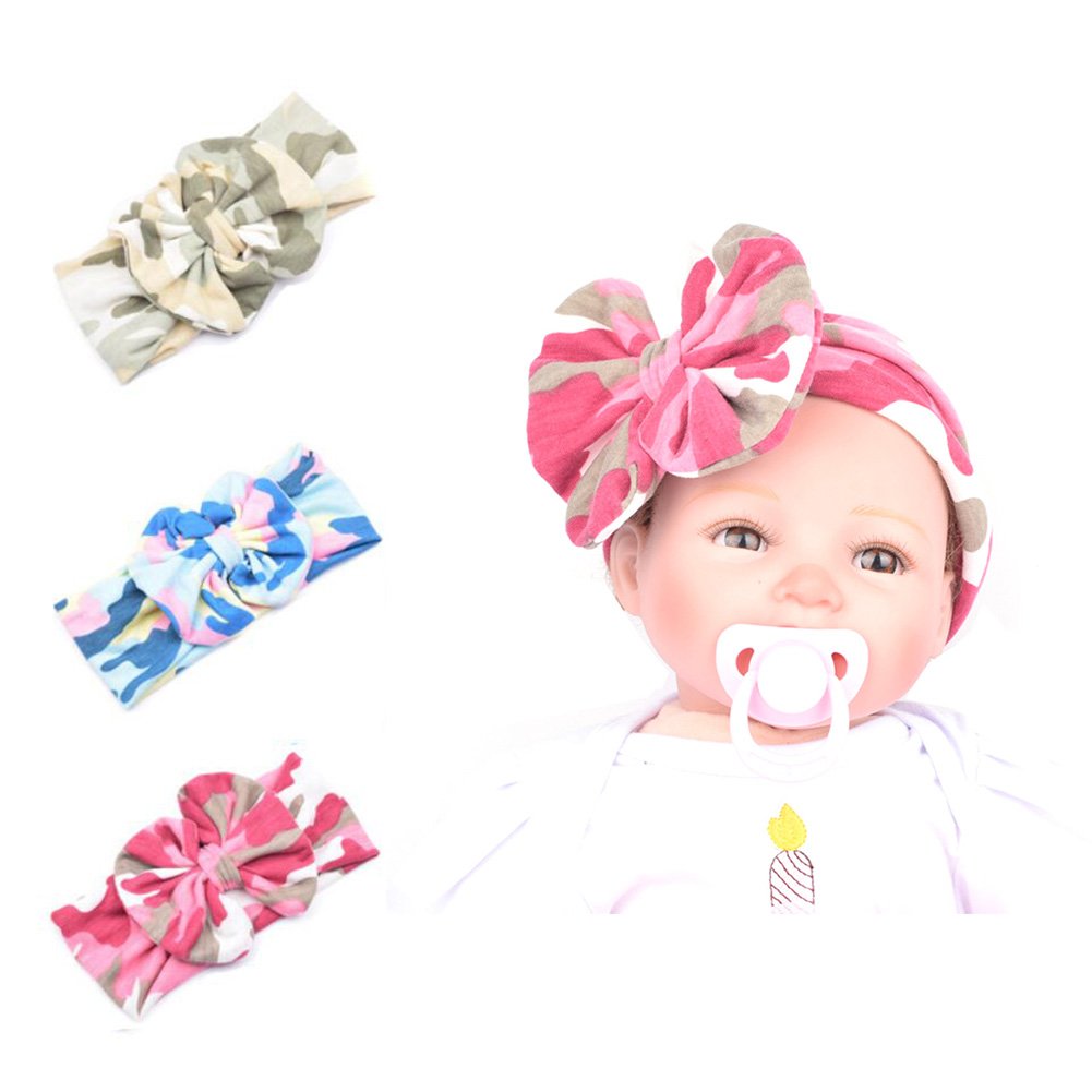 Baby Headband Bows & Turban Headwraps for Girls - Soft Infant Hair Accessories for Newborns, Baby Showers & Photography