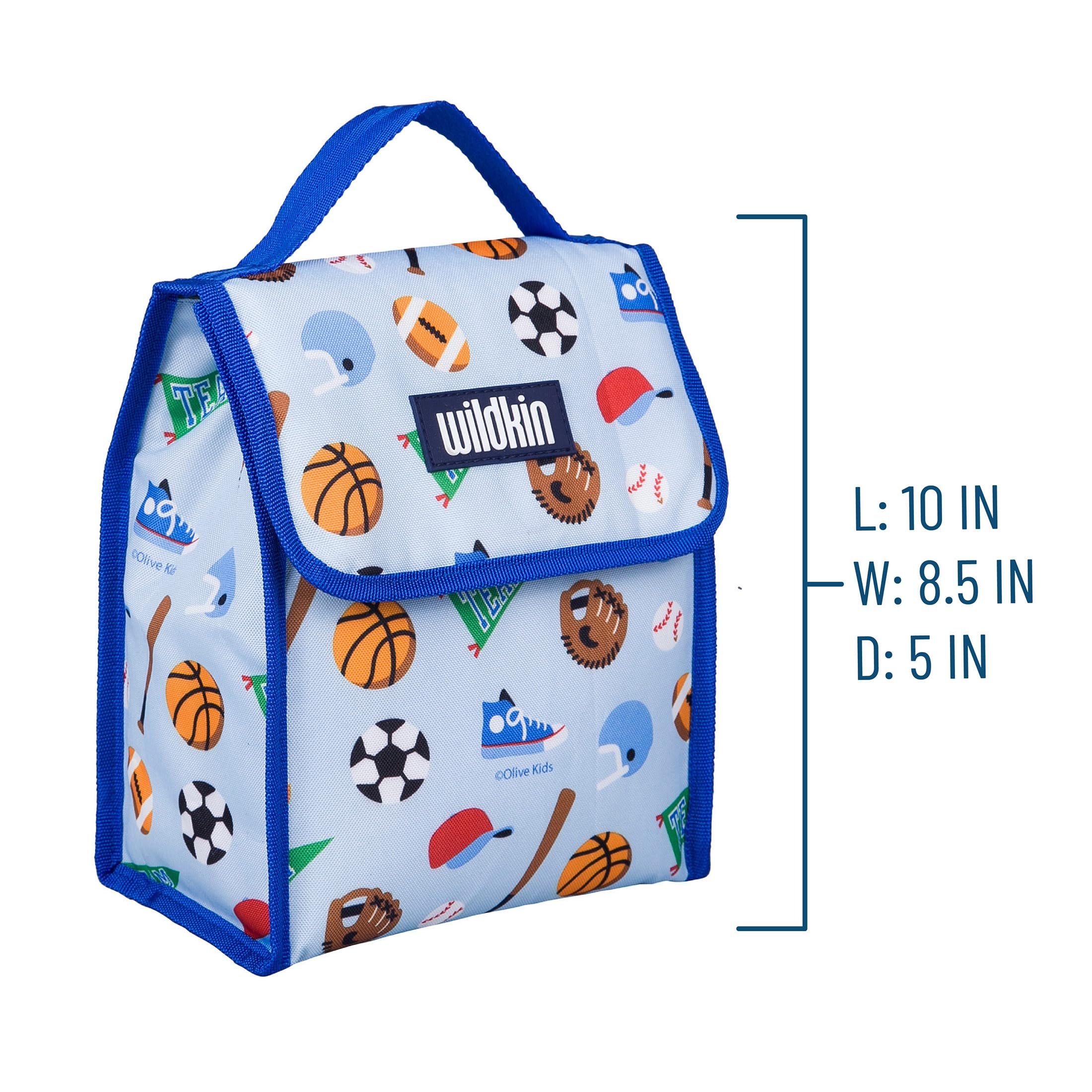 Wildkin Kids Insulated Lunch Bag - Reusable Thermal Lunch Box for School, Travel & Picnics - Keeps Food Hot/Cold for Hours - Perfect for School Lunches, Road Trips & Outdoor Adventures - Game On Design