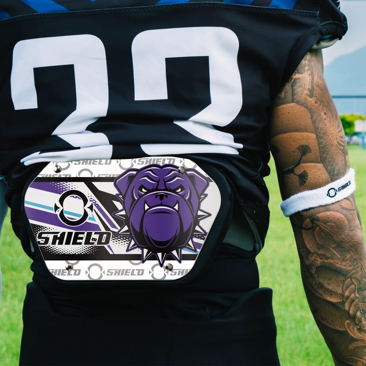 O Shield Danger Dog Football Back Plate - Lower Back Protector for Football Players - Rear Impact Protection Pads for Tackle & Training - Perfect for Youth & Adult Football Safety Gear