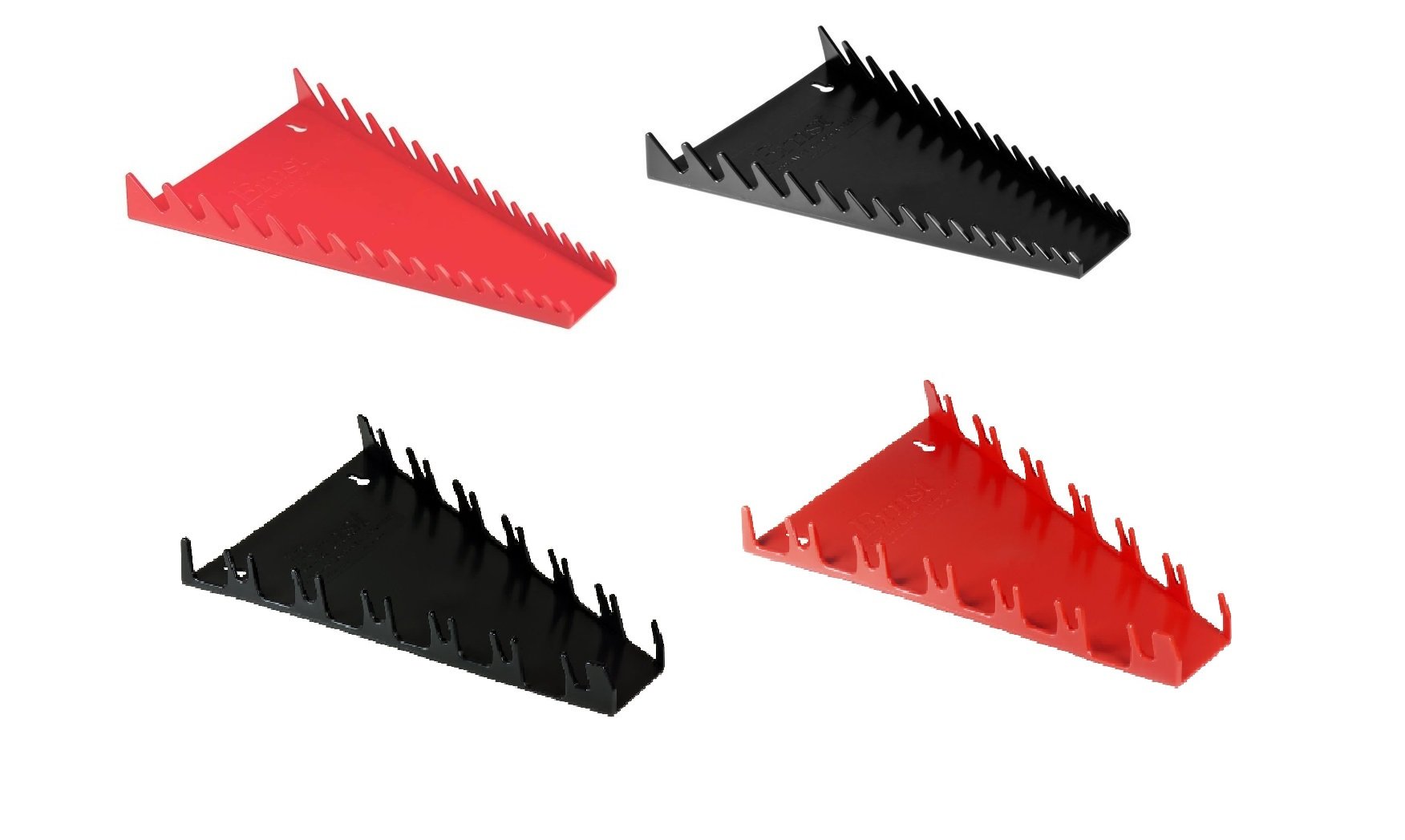16 Wrench & 12 Screwdriver Holders Set - 4PC Tool Trays (5060-Red, 5061-Black, 5090-Red, 5091-Black) - Perfect for Garage Organization & DIY Projects